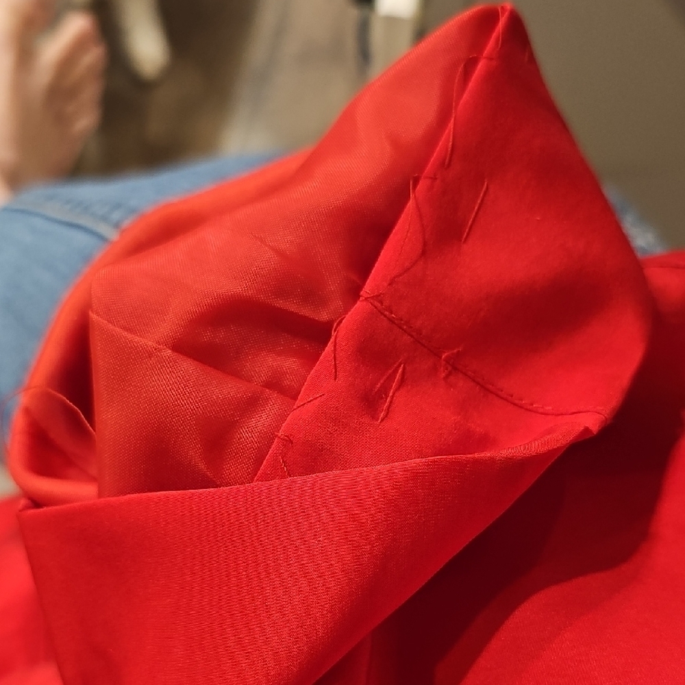 VINTAGE Milano Sport Vibrant Red 100% Silk Jogging Suit Jacket Medium Retro - Picture 9 of 9